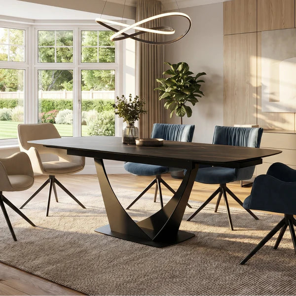 Cosmo Black Ceramic Extending Dining Table (160cm - 240cm)