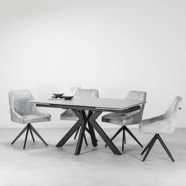 Aiden Grey Velvet Swivel Dining Chair Set Of 2