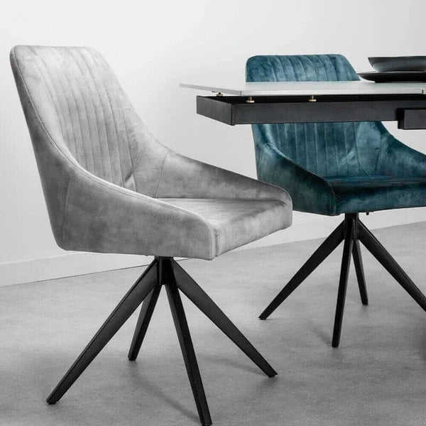 Aiden Grey Velvet Swivel Dining Chair Set Of 2