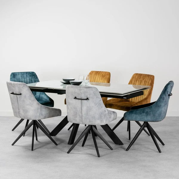 Olympia Light Grey Gloss Ceramic Extendable Dining Table (160cm-240cm)