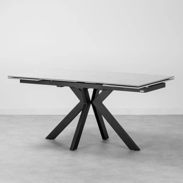 Olympia Light Grey Gloss Ceramic Extendable Dining Table (160cm-240cm)