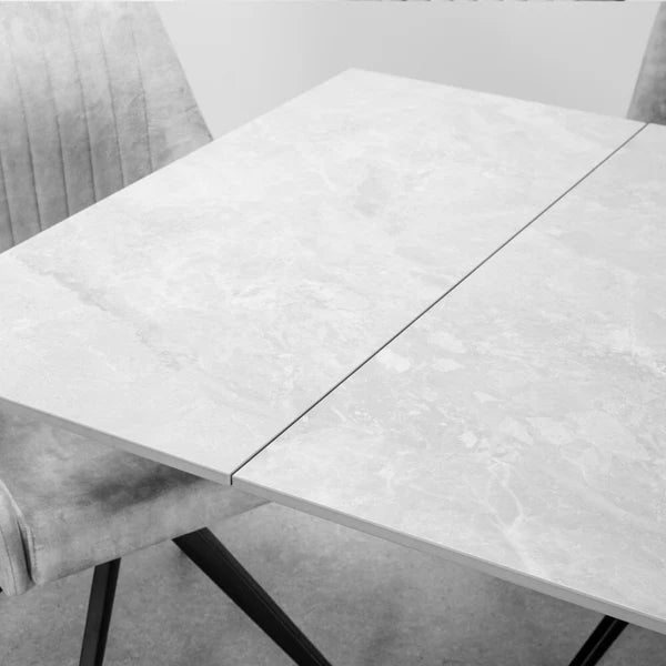 Olympia Light Grey Gloss Ceramic Extendable Dining Table (160cm-240cm)